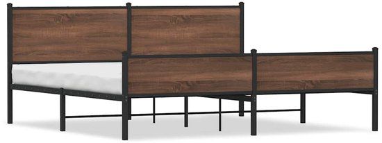 vidaXL Bedframe Metaal Bruin Eikenkleurig 200x200 cm