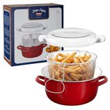 Premier Housewares 5L Enamel Chip Pan Fryer Red