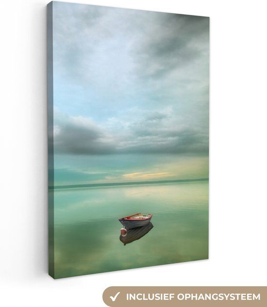 OneMillionCanvasses Canvas Wall Art - Boat on Lake - Nature - 60x90 cm - Canvas Print