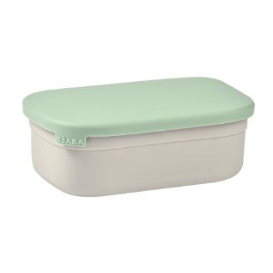 Béaba Lunchbox voor kinderen, lunchbox, roestvrij staal, bento, 760 ml, veloursgrijs/saliegroen