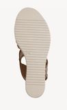 Tamaris Dames Plateau Sandalen Bruin Leer/Textiel Sleehak 5-7cm Maat 41