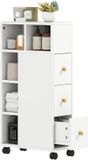 Homcom Armoire de salle de bain - Panneau de particules - Blanc - 20L x 40l x 80H cm