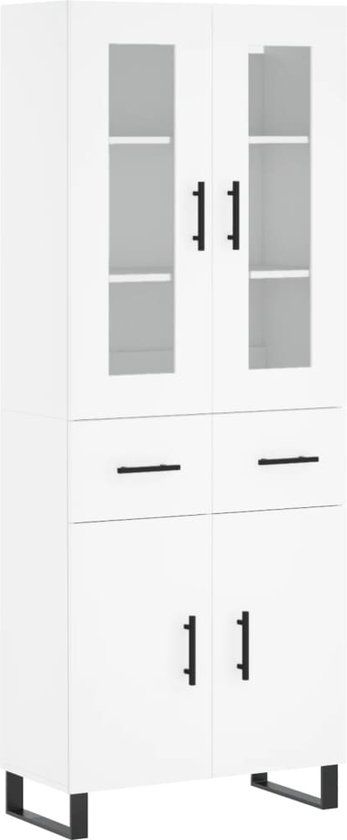 vidaXL Hoge kast 69,5x34x180 cm bewerkt hout wit