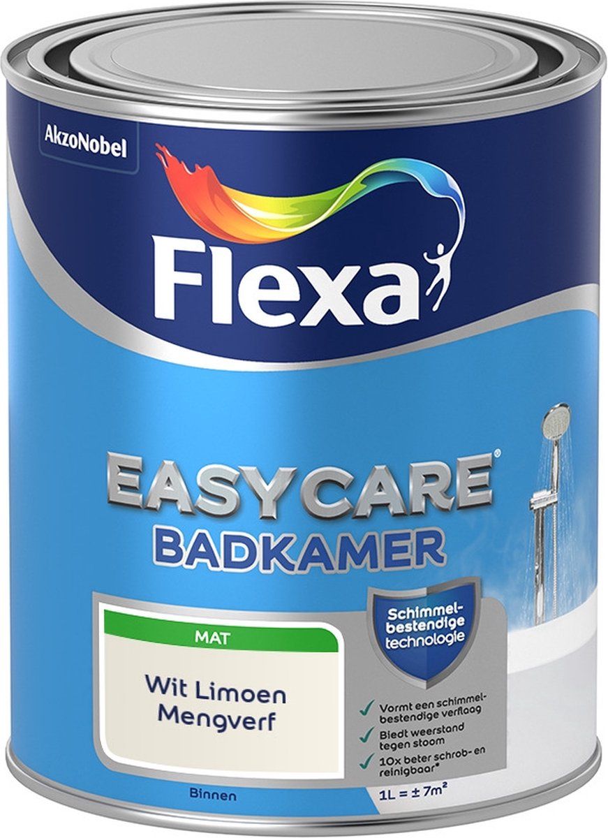 FLEXA Easycare Muurverf - Badkamer - Mat - Wit Limoen - 1 liter