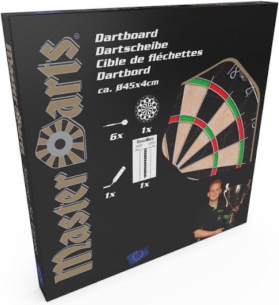 Masterdarts Dartbord Starterset - Ø 45cm - Inclusief 6 Pijlen, Scorebord & Marker