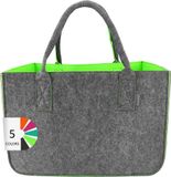 LEVIATAN Sac en feutre Shopper Grand - 30 litres Sac shopping XXL Pliable Panier à provisions Sac à bûches Panier à linge Sac à jouets Gris foncé/Noir, Chaux, XL, 1 pièce
