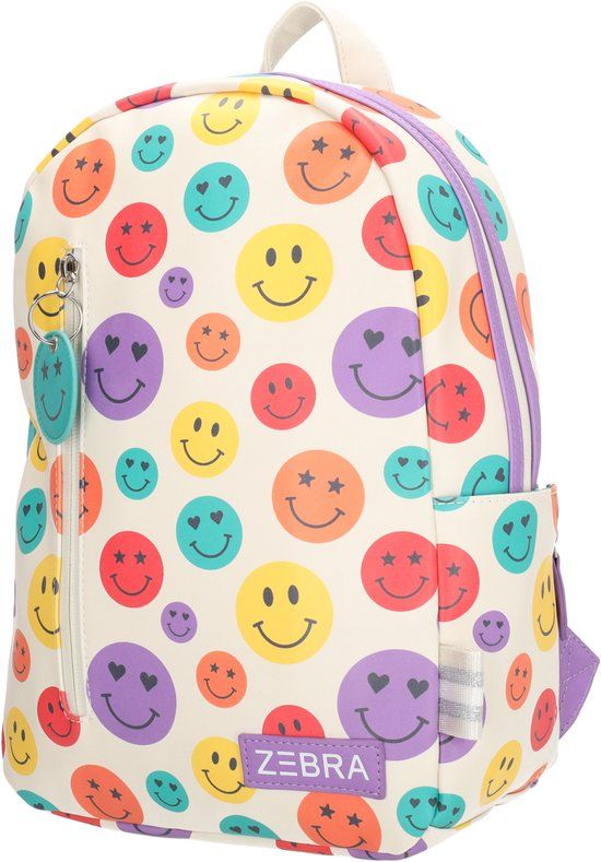 Zebra Trends Lily Rugzak - Meisjes - Schooltas - Kinderrugzak - Flessenhouders - Smiley