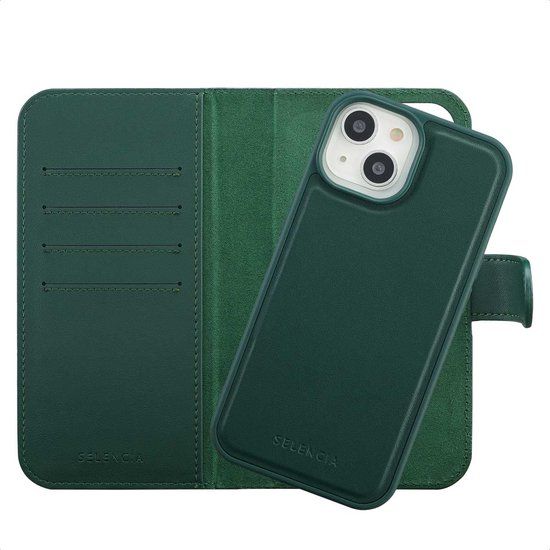 Selencia Olyn Uitneembare Bookcase met MagSafe voor de Apple iPhone 15 - Groen