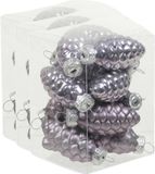 Othmar Decorations Bv 36x Dennenappel kersthangers/kerstballen lila paars van glas - 6 cm - mat/glans - Kerstboomversiering