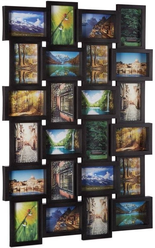 Relaxdays fotolijst voor 24 fotoâ€˜s - fotocollage - fotogalerie - collage - 59 x 86 cm - Zwart