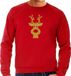 Bellatio Decorations Rendier hoofd Kerst trui - rood - heren - XL