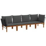 vidaXL - 4 pc Solid Acacia Wood & Rope Natural