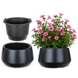 KADAX Bloempot met binnenpot, plastic sierpot vorstbestendig voor bloemen en planten, staand antraciet 34x20cm