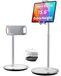 SAIJI Tabletstandaard, verstelbare telefoonstandaard, 360 graden draaiend, aluminium houder voor bureaubladhouder voor 4,7"-12,9" schermtelefoons (zilver)