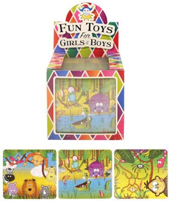 - 108 Stuks Puzzel: Jungle 13 x 12 Cm in Traktatiebox Uitdeelcadeautjes