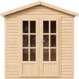 Timbela M351FB+H351FBRED - Tuinkantoor - 4,08 m² - 222x233xH233 cm - met vloer en rode dakshingles