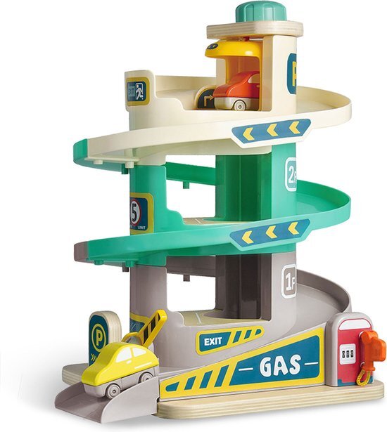 TopBright Toys® TopBright autobaan met 4 autos - Parkeerplaats 4 auto's - Speelgoedset voor kinderparking