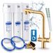 Ari robinet de cuisine 3 voies Venom, laiton, robinet d'évier extractible. Inclut le système de filtration d'eau Aquaphor, pivotant à 360°
