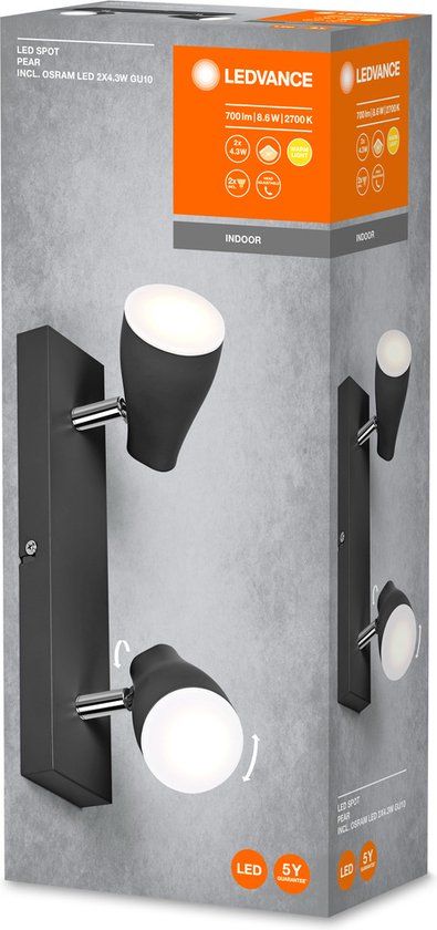 LEDVANCE LED SPOT PEAR Plafondspot - Zwart - 8.6W - 420lm