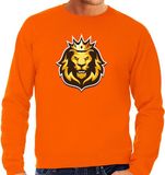 Bellatio Decorations Shoppartners Bv Leeuwenkop met kroon Koningsdag sweater - oranje - heren - EK/ WK/ oranje fan trui / kleding / outfit XXL