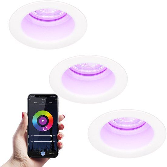 HOFTRONIC SMART HOFTRONIC 3x Mari Smart LED Inbouwspot Badkamer IP65 Wit RGBWW 5.5 Watt