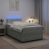 vidaXL Boxspringbed met matras, lichtgrijs, 120 x 190 cm, fluweel