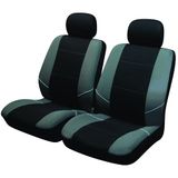 Sakura SS3633 Merton stoelhoezen en hoofdsteunen, zwart en grijs, universele maat, elastische randen, compatibel met zij-airbags, machinewasbaar