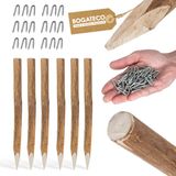 BOGATECO 6 x Hazelnoothouten schuttingpalen | Hoogte 90 cm | Puntige houten palen | Set van 6