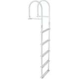 Échelle de pont amovible 5 marches, aluminium, capacité 227 kg, marche large 7,9 cm antidérapante, installation facile pour bateau, lac, piscine.