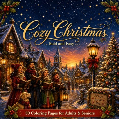 Cozy Christmas: Bold and Easy Large Print Coloring Book for Adults and Seniors