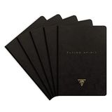 Clairefontaine 102546C - Pakket van 5 Notitieboekjes met Linnen Rug Flying Spirit - 192 Gelinieerde Pag. Ivoorpapier 90g - 14,8x21 cm - Zwart Gepolijst Karton Goud - 5 assorti designs