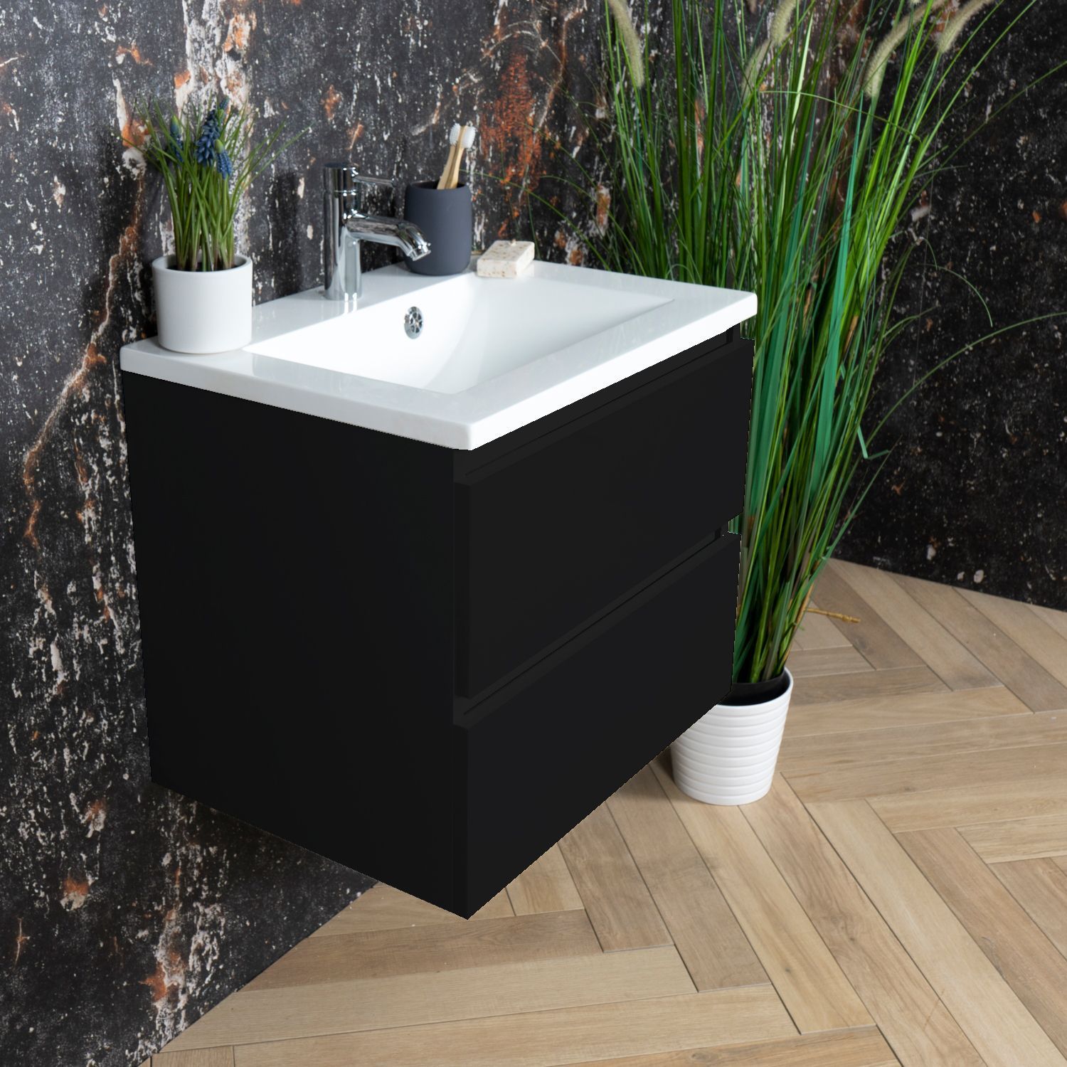 Boss & Wessing Paris Badmeubel 60 cm Mat Zwart (1 kraangat)