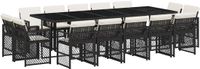vidaXL 15-delige Tuinset met kussens, polyrattan, zwart