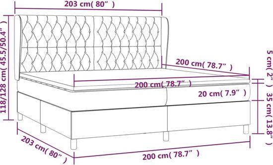 vidaXL Boxspring met matras stof lichtgrijs 200x200 cm