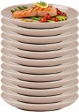 Plasticforte assiette de camping ronde - 12x - incassable - D25 cm - taupe - plastique