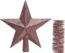 Decoris Kaemingk B.V. Kerstversiering kunststof glitter ster piek 19 cm en folieslingers pakket oud roze