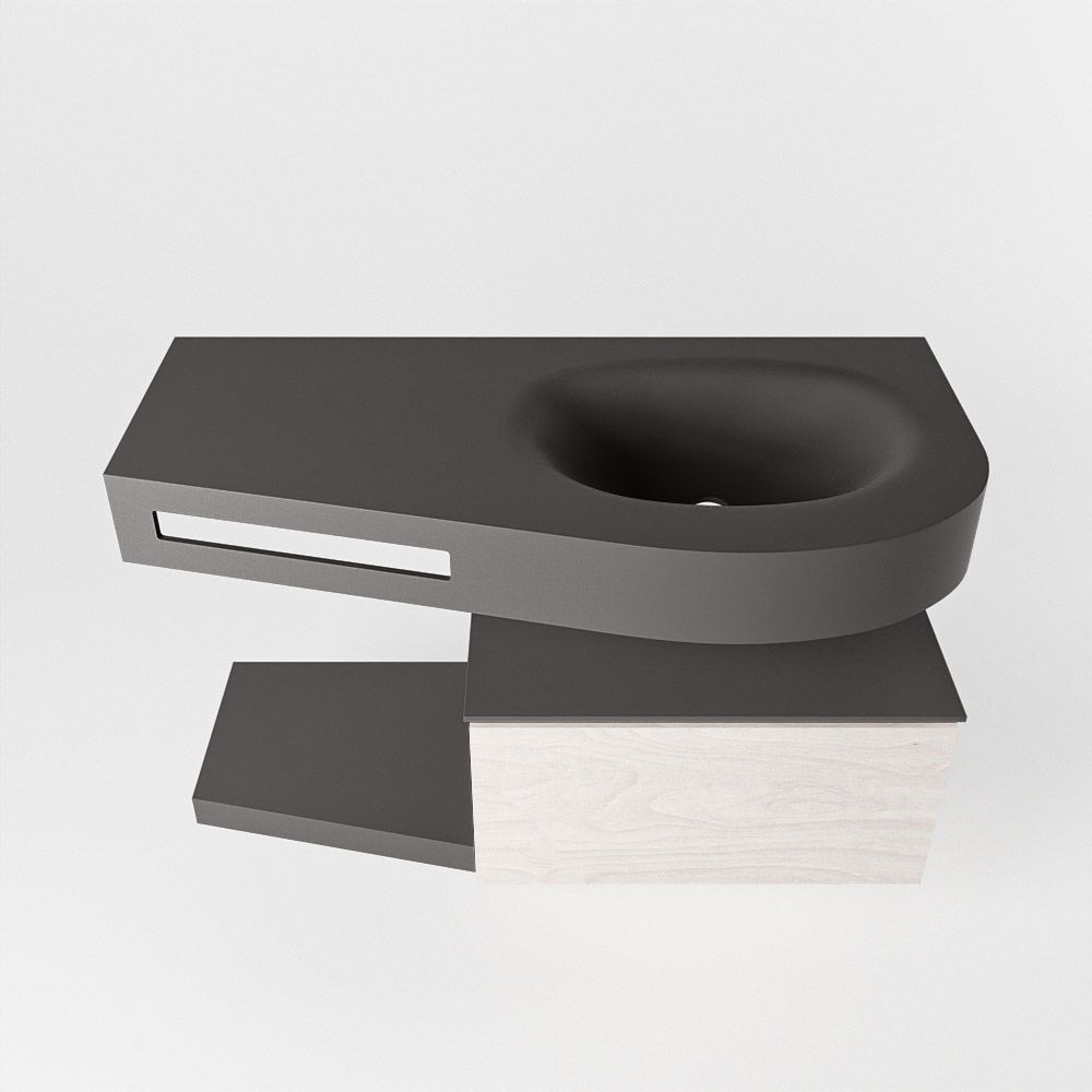 Mondiaz Riva Dulcet badkamermeubel rechts met 1 kraangat 100 dark grey