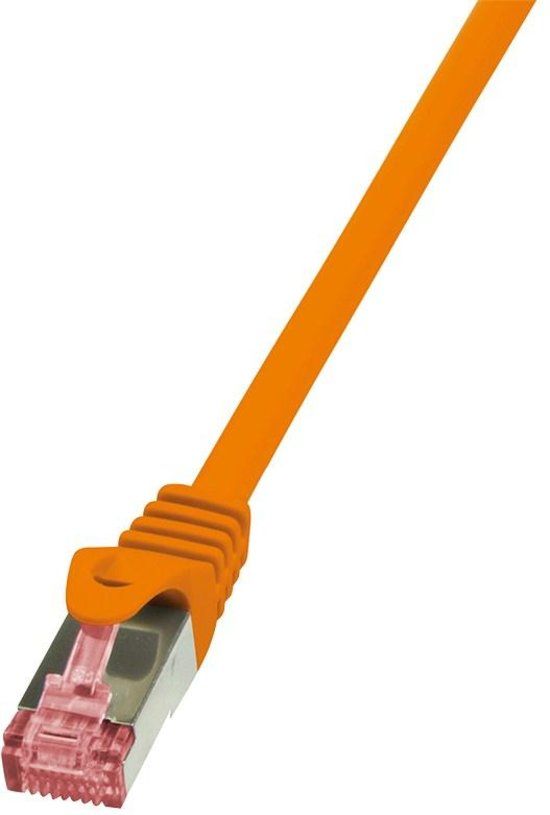 LogiLink RJ45 Netwerk Aansluitkabel CAT 6 S/FTP 3 m Oranje Vlambestendig Snagless