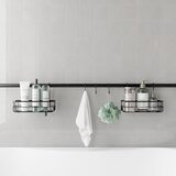 Zenna Home - Spanstang met opbergmanden en haken - Matzwart