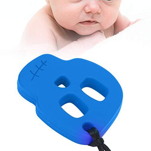 Eosnow Baby bijtring hanger, comfortabel kauwspeeltje voor rustgevende baby(Blue skull teether)