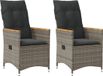 vidaXL Tuinstoelen 2 st verstelbaar met kussens poly rattan grijs