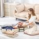 Senza Marchio boîte de rangement 3 pièces sous le lit, 90 litres, beige