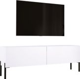 Meuble TV : blanc mat avec pieds noirs, 140 x 52 x 32 cm