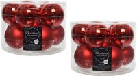 Decoris Kerstballen set - 20x stuks - kerst rood - glas - 6 cm - glans en mat