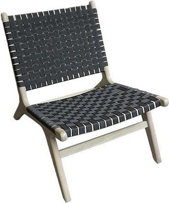 Buitengewoon Boet Aringo Lounge Tuinstoel Antraciet Hout 85 x 71 cm