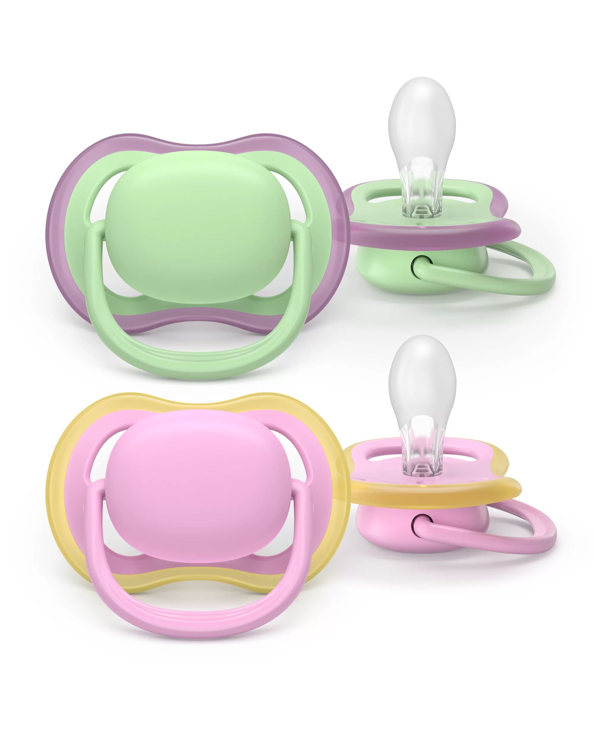 Philips AVENT Ultra Air Pacifier SCF087/12, 6-18 Months, 2 Pack, Green/Pink