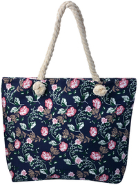 Strandtas Bloemen donkerblauw