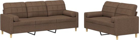 VidaXL 2-delige Loungeset met kussens stof bruin