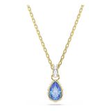 Swarovski Chroma Hanger, Peervormig Slijpsel, Blauw, 18 Karaat Gouden Afwerking
