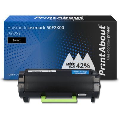 PrintAbout Huismerk Lexmark 50F2X00 (502X) Toner Zwart - High Yield